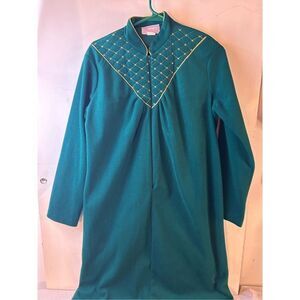 Heather collections maxi robe green gold 1/4 zip small USA